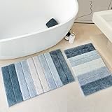 SiliPacks Badezimmerteppich-Set, 2-teilig, rutschfester Mikrofaser-Teppich, maschinenwaschbar, schnell…