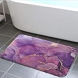 Jipusai Abstrakter violetter Marmor-Badteppich, elegante Lavendel-Gold-Textur, Kunst, Badezimmer, Duschmatten,…