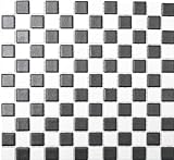 Keramik Mosaik RUTSCHSICHER Schachbrett schwarz weiß matt unglasiert DUSCHTASSE BODENFLIESE - MOS18-0305-R10…