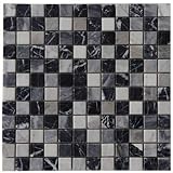Mosaikfliesen Naturstein Schwarz Grau Weiß Marmor Mosaik Matte 30x30 cm Fliesen Bad M662