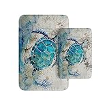 Britimes Badezimmerteppich, Motiv: blaue Schildkröte, 2er-Set, Ozean-Seestern, waschbar, Bodenteppich,…