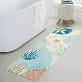 Uphome Boho-abstrakter Badezimmerläufer, Teppich, blaue Pflanze, rutschfest, lang, weich, maschinenwaschbar,…