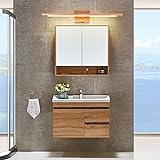 VOMI LED Spiegelleuchte Bad Holz Wandleuchte Badezimmer mit Schalter, Warmweiß 3000K Spiegellampe Wasserdicht…