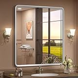 GOLOMO 81,3 x 91,4 cm silberner Badezimmerspiegel, gebürsteter silberner Metallrahmen, abgerundeter…
