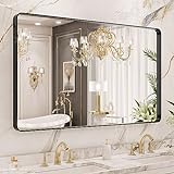 LOAAO Badezimmerspiegel mit Metallrahmen, 101,6 x 61 cm, mattschwarz, Badezimmer-Schminkspiegel, Bauernhaus,…