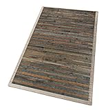 emmevi Bambus-Teppich aus Holz, grau, Stein, Küche, Bad, Tischset, Modell Bambus, 50 x 175 cm, Taupe