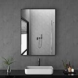 Spiegel Schwarz 40x60cm Badspiegel Badezimmerspiegel Rechteckiger Wandmontage Metallrahmen Dekorative…