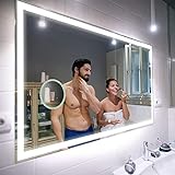 Badspiegel 130x50cm mit LED Beleuchtung - Wählen Sie Zubehör - Individuell Nach Maß - Beleuchtet Wandspiegel…