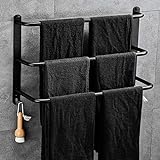 Yeegout No Drill 3-Tiers Handtuchhalter Edelstahl-Handtuchhalter für Bad Küche und Toilette, 50cm Schwarz