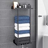 Danclit Handtuchhalter ohne Bohren, Carbon Stahl Doppel Selbstklebende Schwarz Handtuchhaken für Bad…