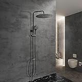 Görbach Duschset Duschsystem Überkopfbrauseset Duschstange Duschsäule ohne Duscharmatur matt schwarz…