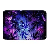 Marihuana-Unkraut-Badezimmerteppich, Galaxie, Cannabisblätter, Badematte, 50,8 cm (B) x 81 cm (L), Sternenhimmel-Unkraut,…