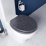 Croydex Dove Flexi-Fix Toilettensitz aus Holz, passt immer, rutscht nicht, Granit-Effekt, Befestigung…