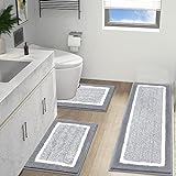 HEBE 3-teiliges Badezimmerteppich-Set, ultraweich, Badezimmerteppiche und Matten, rutschfest, saugfähig,…