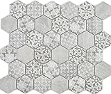 Keramik Mosaik Hexagon Sechseck grau Wand Boden Küche Dusche Bad Fliesenspiegel Mosaikfliese Mosaikmatte…
