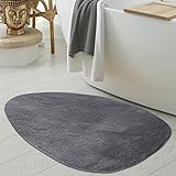 Teppich-Traum Waschbare Badezimmer Duschvorleger-Teppiche • rutschfest & weich • anthrazit, 60x100 cm…