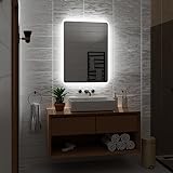 Alasta Spiegel | Osaka Badspiegel 100x140cm mit LED Beleuchtung | LED Farbe Weiß Kalt | Beleuchtet Wandspiegel