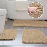 Ceneco 3 Stück Mikrofaser Badematten für Badezimmer rutschfeste Badematten Waschbar 40×50cm U Form Toilettenmatte,…