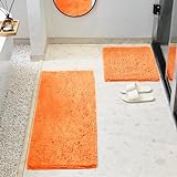 TECHMILLY Badezimmerteppich-Set, weich, flauschig, Chenille, rutschfest, saugfähig, waschbar und schnell…