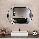Boromal Badspiegel Schwarz 80x50cm Ovaler Spiegel Schwarz Metallrahmen Ovaler Badezimmerspiegel Schwarz…