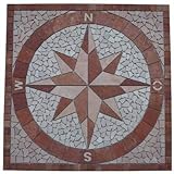 Marmor Rosone 90x90 cm Kompass Windrose Naturstein Mosaik Einleger Fliesen Rosso Verona 047