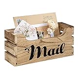Rustikaler Briefhalter mit rustikaler Holz-Tischplatte, Post-Organizer mit hängendem Hardware, dekorativer Briefhalter aus Holz, Wandmontage, für Büro, Zuhause, Bauernhof (rustikalbraun)