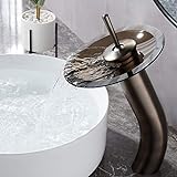 RODDEX Wasserfall Badezimmer Wasserhahn Glas Einzelgriff Massives Messing Waschbecken Toilettengefäß…