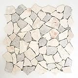 Mosaik Fliese Marmor Naturstein grau beige Bruch Ciot Grau Botticino MOS44-0108