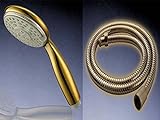 Set Duschkopf mit flexiblen Duschschlauch 1,5m Gold Handbrause Schlauch Brausekopf Brauseschlauch Duschbrause