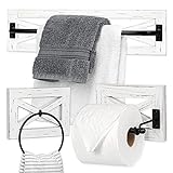 Ilyapa Rustikales Handtuchhalter-Set mit Handtuchring für Badezimmer, Wandmontage, Badezimmer-Regale…