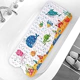 LATERN Badewannenmatte für Kinder, 100CM x 40CM Extra Lange Badematte Anti Rutsc Duschmatte mit Saugnäpfen…