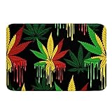 Marihuana Weed Indoor Fußmatte Cannabisblätter Vorne Badvorleger Strapazierfähiger Gummirücken rutschfest…
