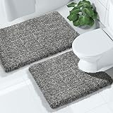 Yimobra Flauschiges Badezimmerteppich-Set, 2-teilig, zotteliger WC-Vorleger, U-förmig, weich, bequem,…
