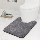 Seavish Luxuriöser Toilettenteppich, U-förmig, waschbar, grau, 49,6 x 59,6 cm, Badteppiche für Badezimmer,…