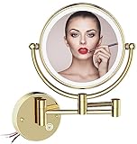 RECKODOR Badezimmer Kosmetikspiegel mit LED,1/5X Vergrößerung Rund Spiegel Wandmontage,Beleuchtungs-Speicherfunktion,Dimmbarer…