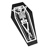 Sarg-Badematte, Halloween-Teppich mit Skelettmuster – Schwarze Gothic-Heimdekoration, gotischer schwarzer…