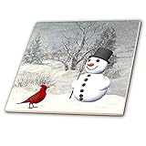 3dRose ct_18581_4 Kardinal und Schneemann im Winter Keramikfliese, 30,5 cm
