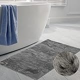 CARPETIA Teppich für Badezimmer edel & weich | rutschfest | in anthrazit, 70 x 140 cm