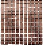 Kupfermosaik Keramikmosaik Mosaikfliesen BRAUN CHROME Wand Fliesenspiegel Küche MOS24-0215