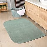 CARPETIA Weicher Badezimmer Teppich mit abgerundeten Ecken | waschbar | in grün, 60x100 cm