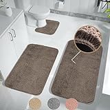 Achiiso Badematten Set 3 Stück,rutschfeste Badezimmer Toilettenmatte, Super saugfähige Mikrofaser Badezimmer…