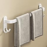 FUYAO Handtuchhalter Aluminium Handtuchregal Ohne Bohren, 3-Stöckig Handtuchstange Mit Haken, Wasserdicht…
