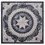 Antikmarmor Rosone 66x66 Windrose Mosaik Fliesen Naturstein Schwarz Weiss EM4