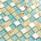 Wand Fliesen weiß Stein Mosaik Fliesen Glas blau Conch Sea Shell Grenzen Küche Duett Materialien Beach [11 Stück (30 x 30 x 0,8 cm/je)]