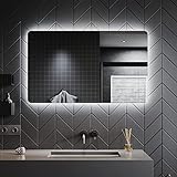 SONNI LED Badspiegel 100x60 cm Badezimmerspiegel mit Beleuchtung kaltweiß 6400K Wandspiegel, Spiegel…