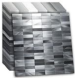 XUANINY Abziehen und Aufkleben von Backsplash-Fliesen, Aluminium, Mosaik-Aufkleber für die Küche (30 x 30 cm pro Blatt, 10 Stück) (lang, silbergrau)