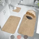 Achiiso Badematten Set 3 Stück,rutschfeste Badezimmer Toilettenmatte, Super saugfähige Mikrofaser Badezimmer…