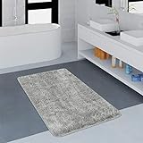 Paco Home Badezimmerteppich Badematte Badteppich Modern rutschfest Waschbar Einfarbig Weich Grau, Grösse:40x55…