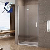 Duschtür Glas rahmenlos 80 x 195 cm Nischentür Dusche faltbar Falttür Nische Duschabtrennung klappbar…