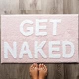 Evovee Get Naked Badteppich Rosa Weiß Lustig Pfirsich Blush Dusche Lustige Badezimmer Dekor für Mädchen…